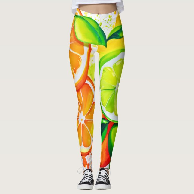 Leggings Arbre à éclaboussures aux agrumes (Devant)