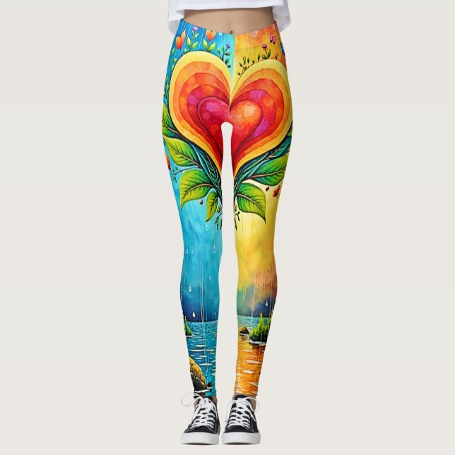 Leggings Arbre d'amour et de design de vie (Devant)