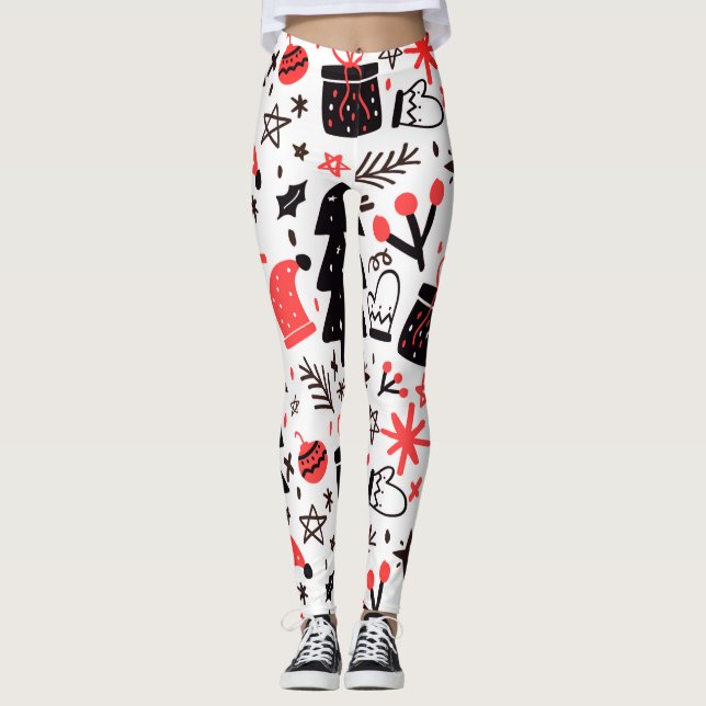 Leggings Arbre De Noël, Cadeaux Et Décorations (Devant)
