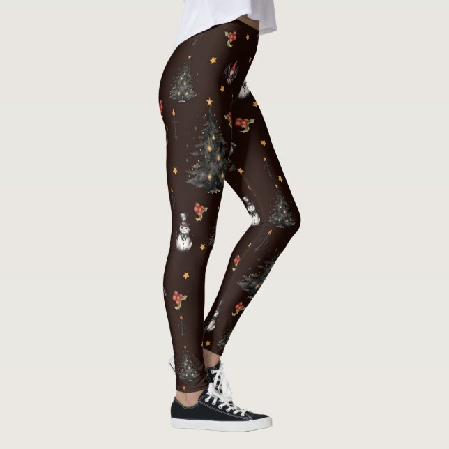 Leggings Arbre de Noël gothique Snowman Animaux (Droite)