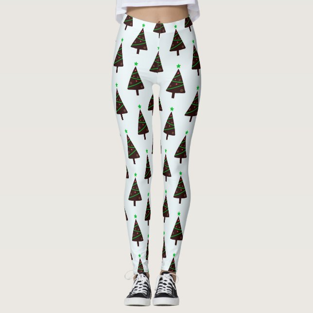 Leggings Arbre de Noël moderne Motif sans couture (Devant)