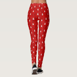 Leggings Arbre de Noël rouge et blanc et Motif de Snowman