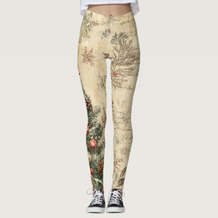 Leggings Arbre de Noël Vintage & Ornement (3)