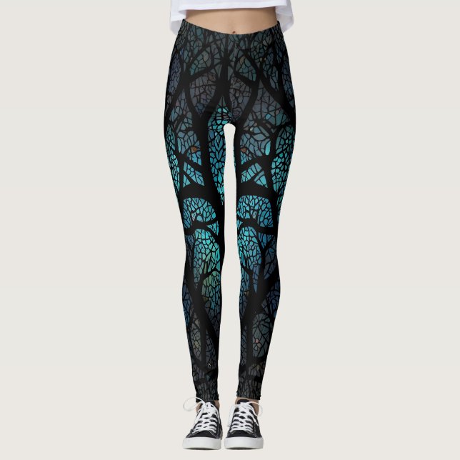 Leggings Arbre de vie - Mosaïque de forêt mystique (Devant)