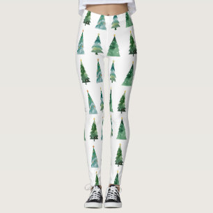 Leggings Arbre d'hiver blanc vert