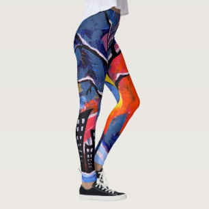 Leggings Arbre d'hiver et lumières de la ville Oeuvre origi
