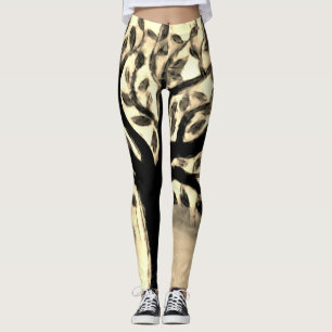 Leggings Arbre face jaune paysage aquarelle