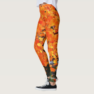Leggings Arbre orange avec le nom personnalisé