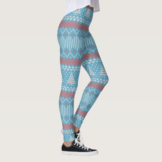 Leggings Arbres de Noël 10 Arbres de Noël bleu ID208 (Droite)
