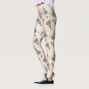 Leggings Arbres de Noël et signes de paix Motif