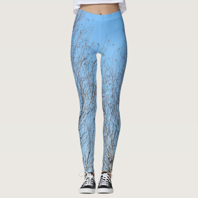 Leggings Arbres d'hiver contre ciel bleu (Devant)