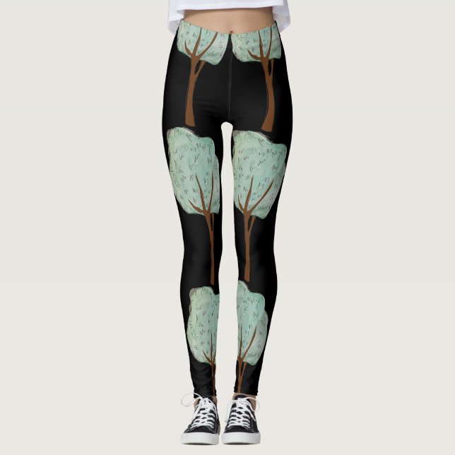 Leggings Arbres en aquarelle (Devant)