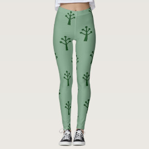 Leggings Arbres minimalistes verts 