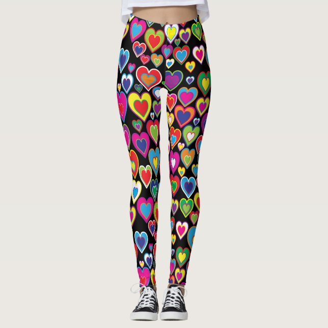 Leggings Arc-en-ciel attirant vibrant d'amusement de motif (Devant)