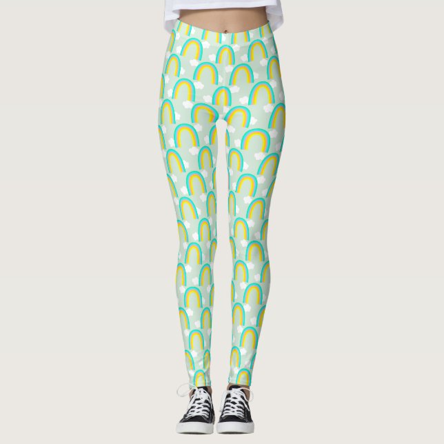 Leggings Arc-en-ciel avec bleu de nuage (Devant)