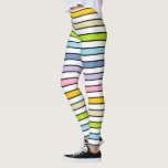 Leggings Arc en ciel, blanc et noir pastel<br><div class="desc">art numérique Abstrait d'alternance de rayures pastel et blanches avec des rayures noires plus fines</div>