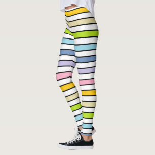 Leggings Arc en ciel, blanc et noir pastel