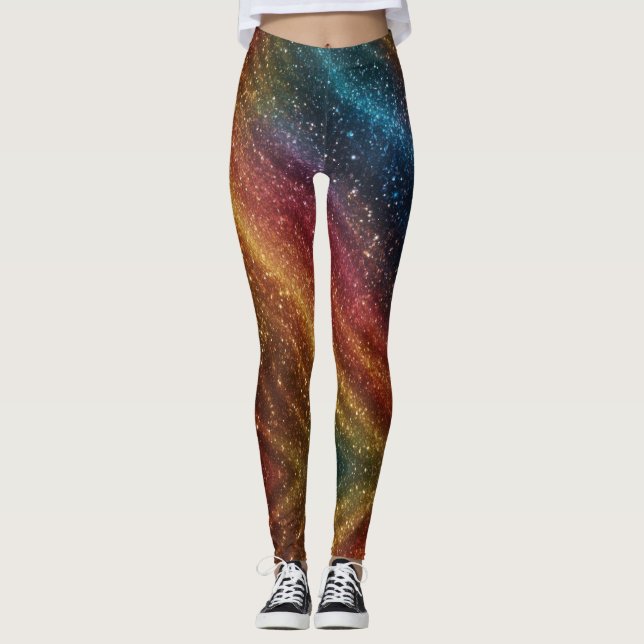 Leggings Arc-en-ciel Cosmique Paillettes Iridescentes  (Devant)