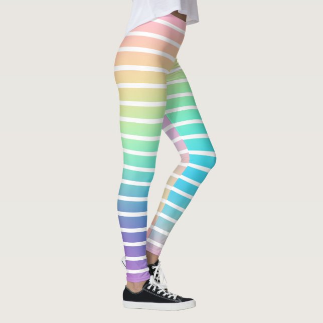 Leggings Arc-en-ciel doux Pastel rayures (Droite)