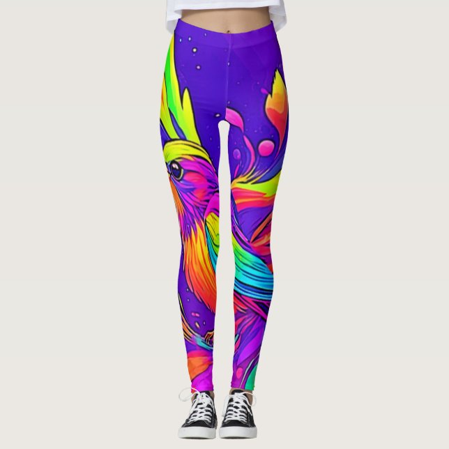 Leggings Arc-en-ciel en terre dessinée (Devant)