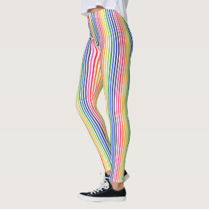 Leggings Arc-en-ciel et rayures blanches