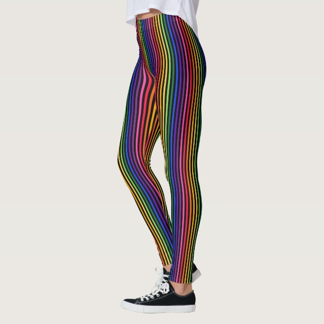 Leggings Arc-en-ciel et rayures noires (Gauche)