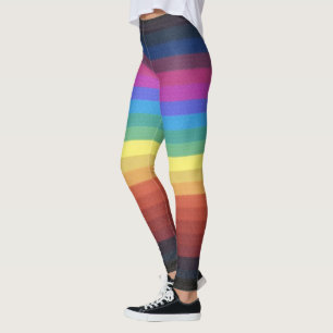 Leggings Arc-en-ciel foncé et léger rayures horizontales mo
