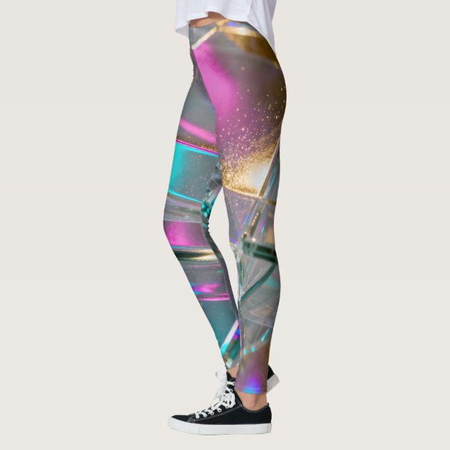 Leggings Arc-en-ciel iridescent - Paillettes holographiques (Gauche)