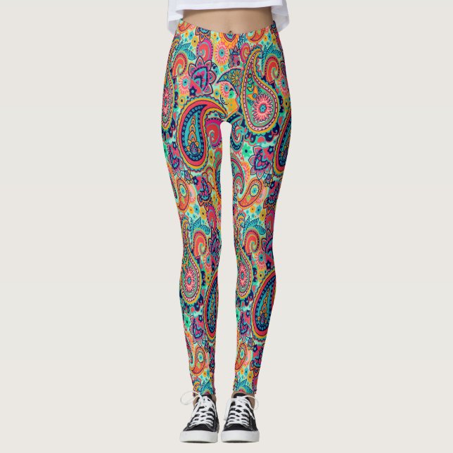 Leggings Arc-en-ciel lumineux Paisley (Devant)