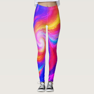 Leggings Arc-en-ciel Tourbillonnant de Couleurs Sur Ajusté