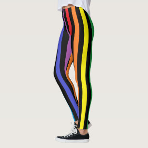 Leggings Arc-en-ciel vertical et rayures noires