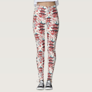 Leggings Architecture asiatique traditionnelle avec botaniq