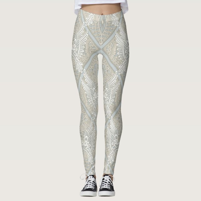 Leggings argent de dentelle d'inséparable (Devant)