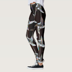 Leggings Argent iridescente mouvement torsion puissance du