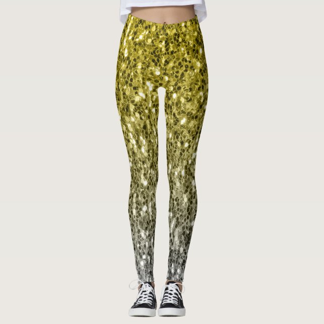 Leggings Argent or brillant foncé parties scintillant ombre (Devant)