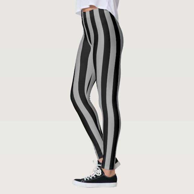 Leggings Argent vertical et rayures noires (Gauche)