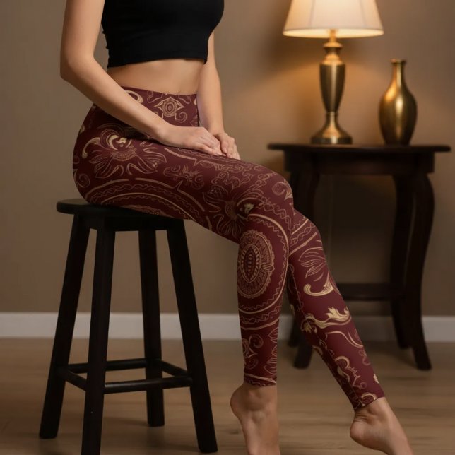 Leggings Aria Grace Crimson Lotus Mandala (Créateur téléchargé)