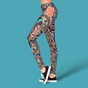Leggings Aria Grace Élégant Cobalt Bois de Rose Boho