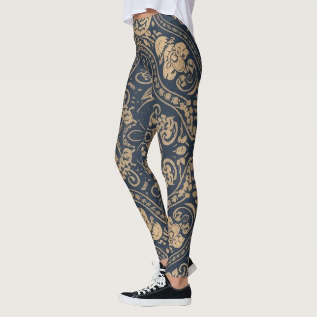 Leggings Aria Grace Indigo Tulip Paisley Folk Heritage (Gauche)