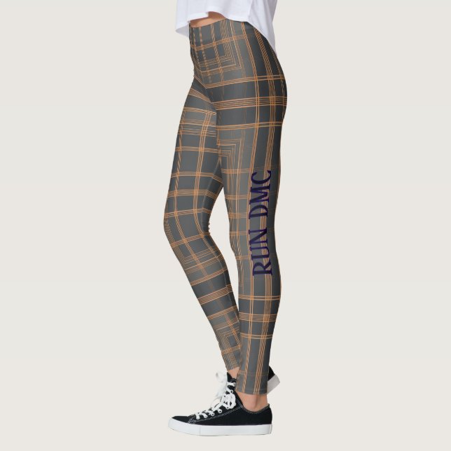 Leggings Aria Grace Urban Copper Grid Plaid Pattern RUN DMC (Gauche)