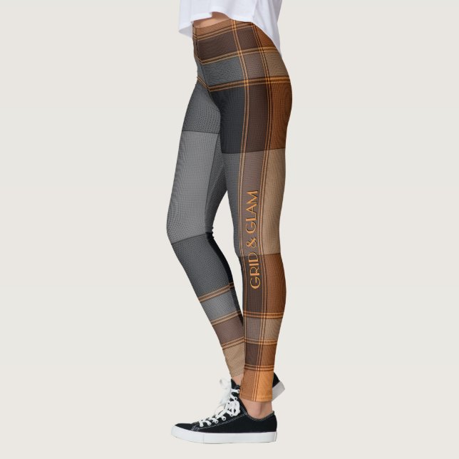 Leggings Aria Grace Urban Copper Grid Plaid Pattern Vol 29 (Gauche)
