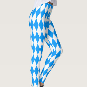 Leggings Arlequin bleu blanc Diamants Checkers Design