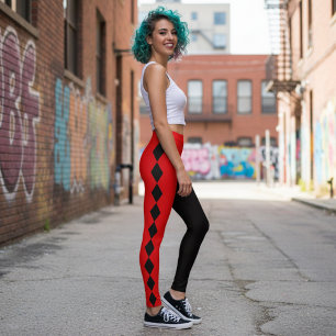 Leggings Arlequin diamant rouge et noir