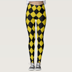 Leggings Arlequin Jaune et Noir Motif vérifié Diamond Arleq