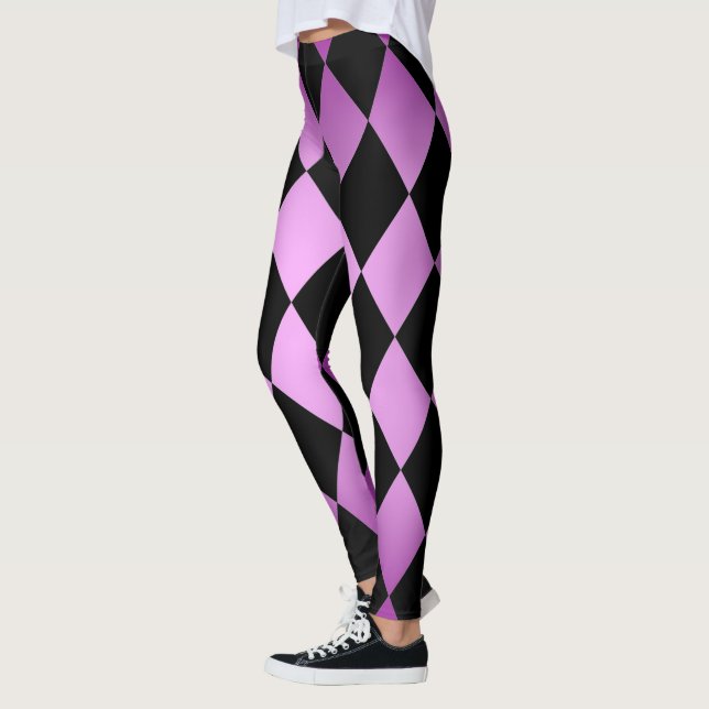 Leggings Arlequin ~ Motif diamant ~ Design rose et violet (Gauche)