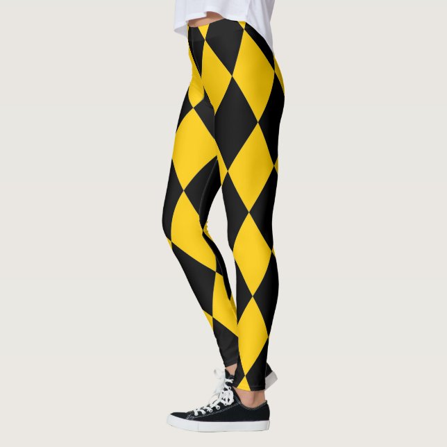 Leggings Arlequin ~ Motif diamant ~ Or & Noir ~ (Gauche)