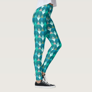 Leggings Arlequin / motif diamant - Turquoise et Aqua