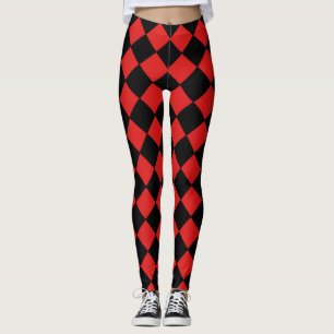Leggings Arlequin noir et rouge Diamond Motif vérifié