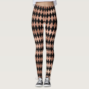 Leggings Arlequin Rose en or et en noir