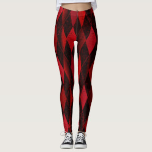 Leggings Arlequin rouge classique Jacquard diamant de l'arl